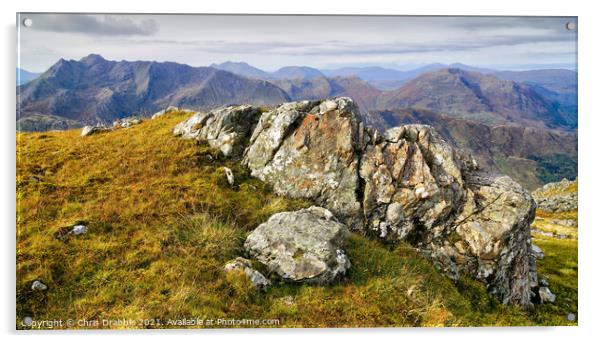 Looking South/West from the summit of Sgurr Fhuara Acrylic by Chris Drabble