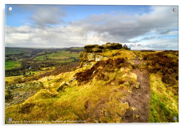 Curbar Edge in Winter colours Acrylic by Chris Drabble