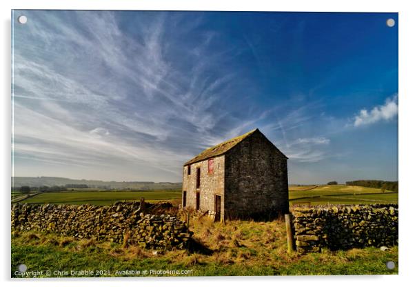 Field barn, Monyash Acrylic by Chris Drabble