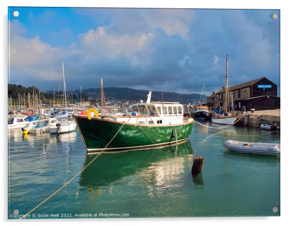 Lyme Regis Harbour on a Sunny September Morning Acrylic by Susie Peek