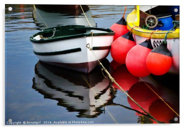 Little Boat At Mousehole Harbour Acrylic by Susie Peek