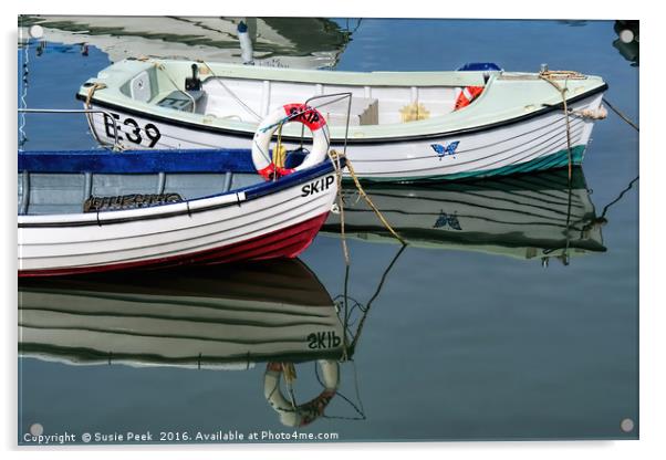 Small Skiffs - Lyme Regis Harbour Acrylic by Susie Peek