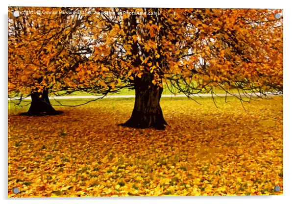 The Tree In Autumn Acrylic by Omran Husain
