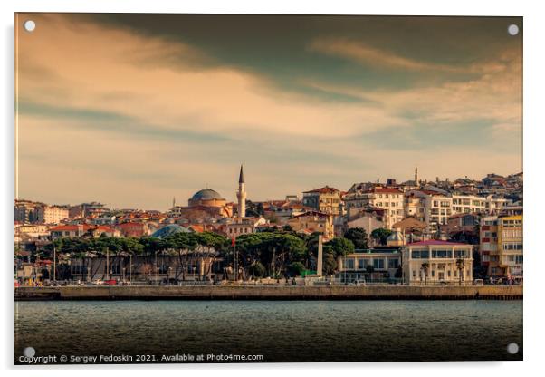View to asian coast of Istanbul. Turkey. Acrylic by Sergey Fedoskin