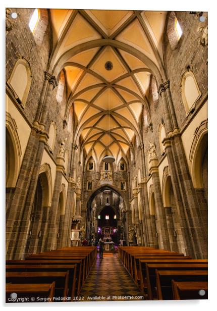 St. Procopius Basilica in Trebic, Czechia. Gothic church built in 13th century. UNESCO world heritage site. Acrylic by Sergey Fedoskin