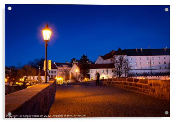 The oldest stone bridge in central Europe, Pisek city, Czechia Acrylic by Sergey Fedoskin