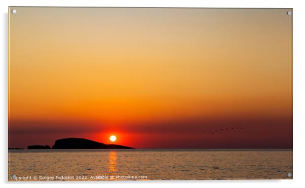 Orange sunset over s sea  Acrylic by Sergey Fedoskin