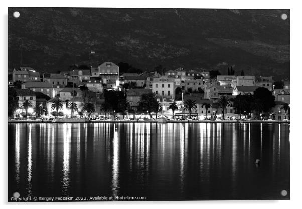 Night over Cavtat. Cavtat is a town in Dalmatia near Dubrovnik, Croatia. Acrylic by Sergey Fedoskin