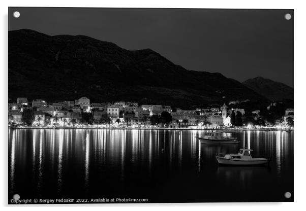 Night over Cavtat. Cavtat is a town in Dalmatia near Dubrovnik, Croatia. Acrylic by Sergey Fedoskin