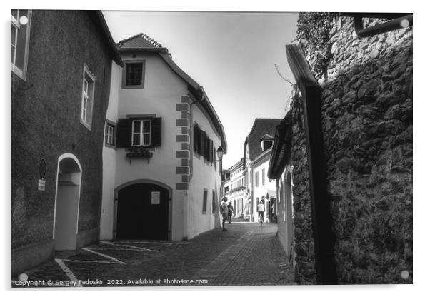Street in Durnstein village. Wachau, Austria. Acrylic by Sergey Fedoskin