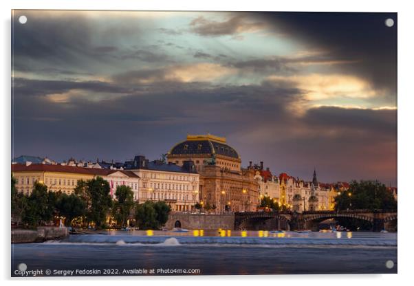 Evening over Prague Acrylic by Sergey Fedoskin