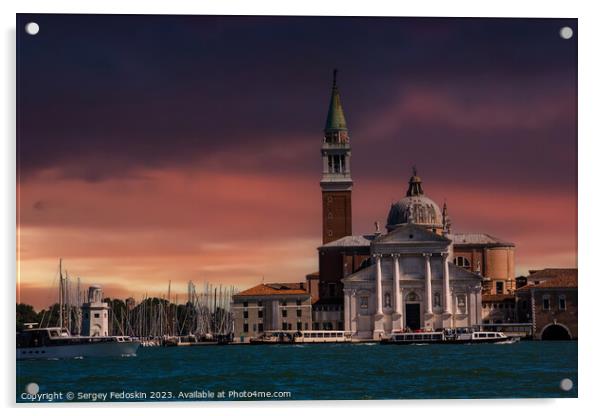 View of the Venice on a sunset Acrylic by Sergey Fedoskin