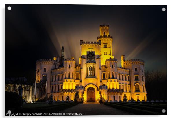 Castle Hluboka nad Vltavou in Czech Republic. Acrylic by Sergey Fedoskin