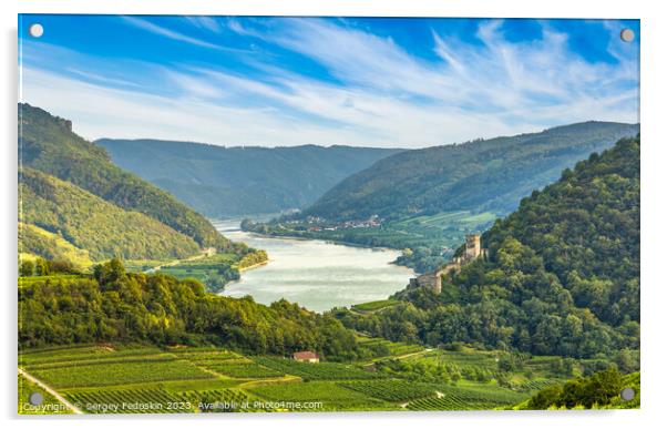 Wachau valley with Danube river. Austria. Acrylic by Sergey Fedoskin