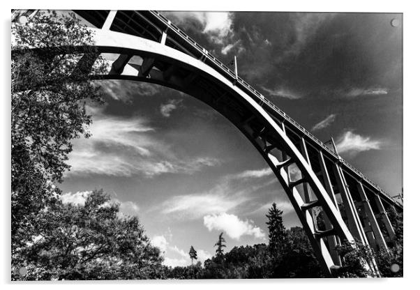 Bridge called "Duha" - Bechyne. Czech Republic Acrylic by Sergey Fedoskin