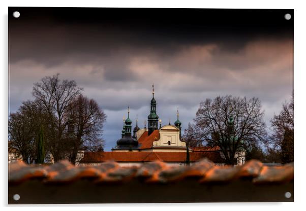 Baroque Klokoty church and cloister.Tabor city, Cz Acrylic by Sergey Fedoskin