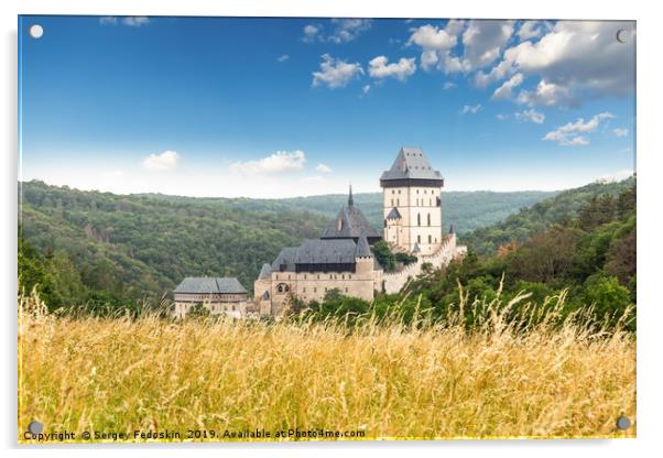 Karlstejn Castle. Summer day. Czech Republic. Acrylic by Sergey Fedoskin