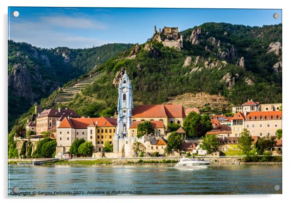 Durnstein and Danube River. Austria. Acrylic by Sergey Fedoskin