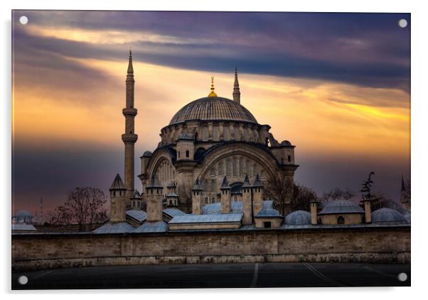 Nuruosmaniye Mosque on a evening sky background, Istanbul, Turke Acrylic by Sergey Fedoskin