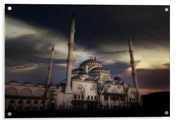 Camlıca Mosque in Istanbul. Turkey. Acrylic by Sergey Fedoskin