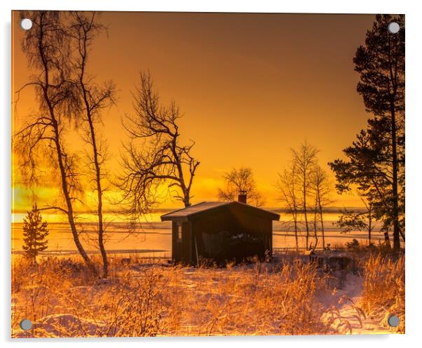 Sunset during the Swedish winter Acrylic by Hamperium Photography
