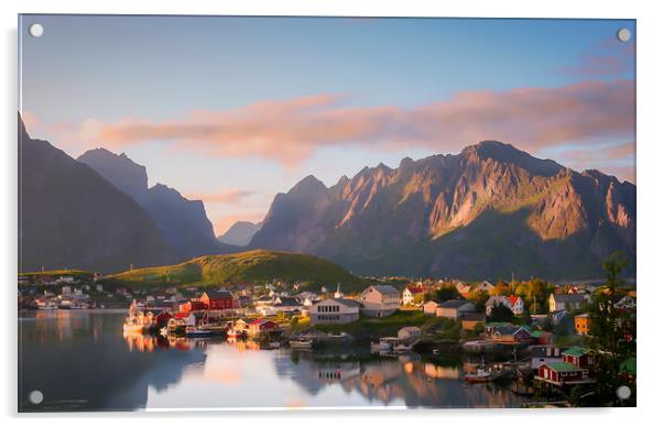 Sunset over Reine on the Lofoten Acrylic by Hamperium Photography