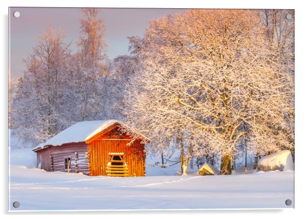 Winter in Jämtland Sweden Acrylic by Hamperium Photography