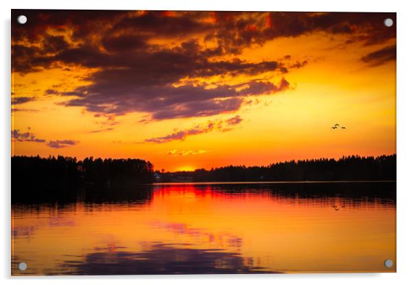 Swedish sunset Acrylic by Hamperium Photography