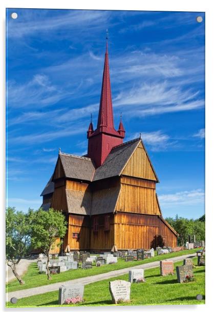 Ringebu Stave Church Acrylic by Hamperium Photography