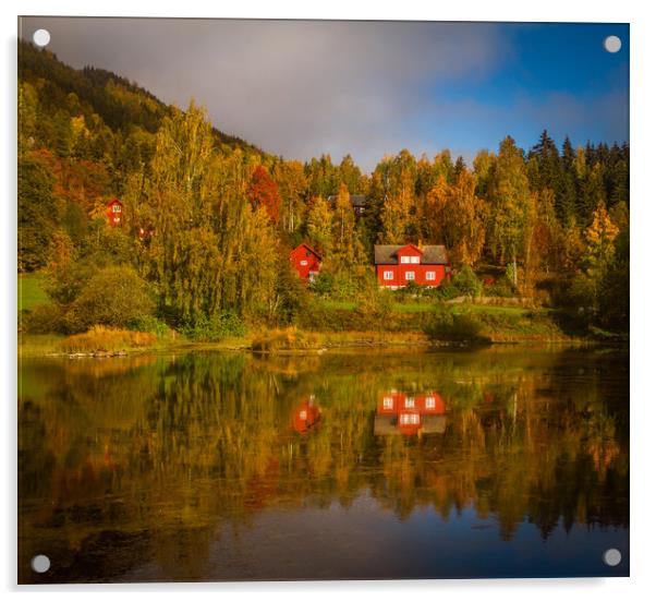 autumn in Lillehammer in Norway Acrylic by Hamperium Photography