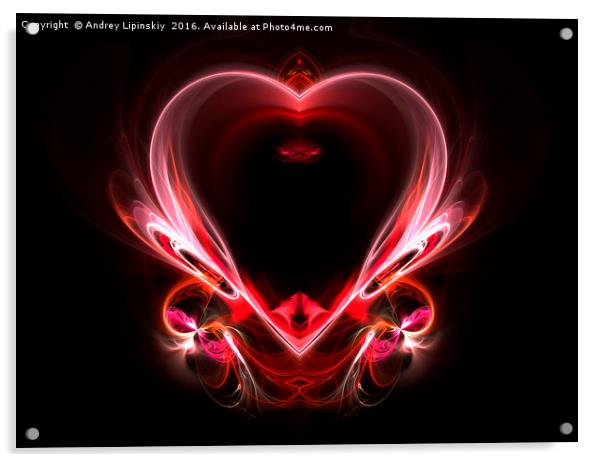 flying heart on a dark background. Abstraction Acrylic by Andrey Lipinskiy