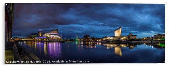 Salford Quays, Imperial War Museum, Quays Theatre Acrylic by Ian Haworth