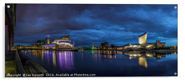 Salford Quays, Imperial War Museum, Quays Theatre Acrylic by Ian Haworth