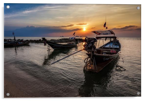 Thai Fishermans Sunset Acrylic by Paul Childs