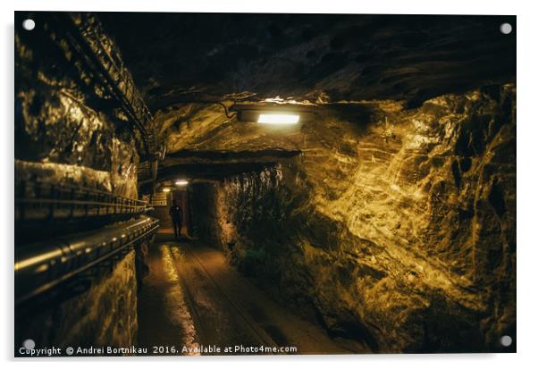 Underground corridor in Wieliczka Salt Mine Acrylic by Andrei Bortnikau