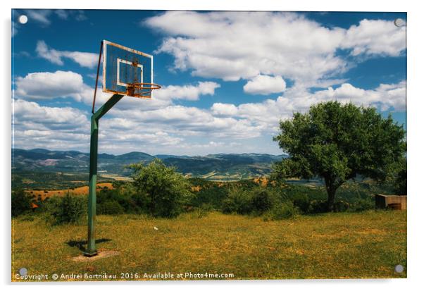 Greek Basketball ground Acrylic by Andrei Bortnikau