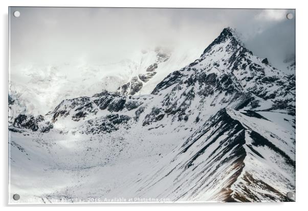 Mount Shkhara the highest mountain in Georgia.  Acrylic by Andrei Bortnikau