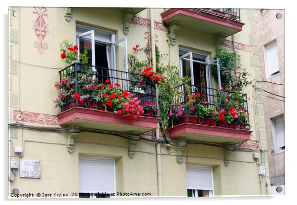 Balconies in Santander Acrylic by Igor Krylov
