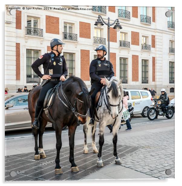 Policia on horse Acrylic by Igor Krylov