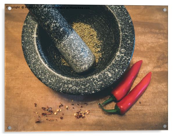 Mortar and Pestle. Acrylic by Angela Aird