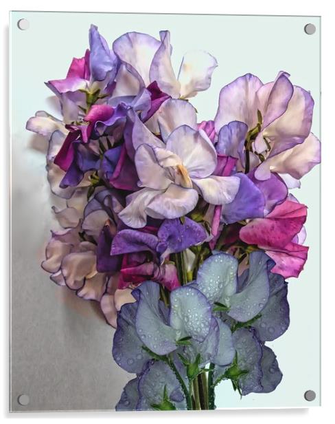 Bunch Of Sweet Peas Acrylic by Henry Horton