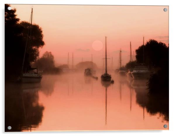 A misty river Frome Acrylic by Henry Horton