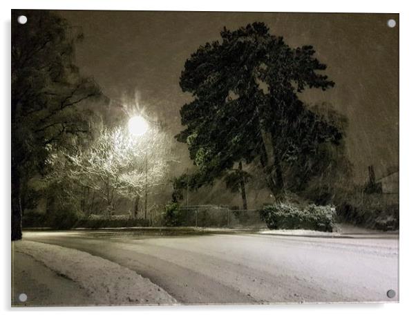 A Cheshire snow scene. Acrylic by Henry Horton