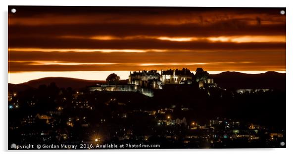 Stirling Castle Sunset Acrylic by Gordon Murray