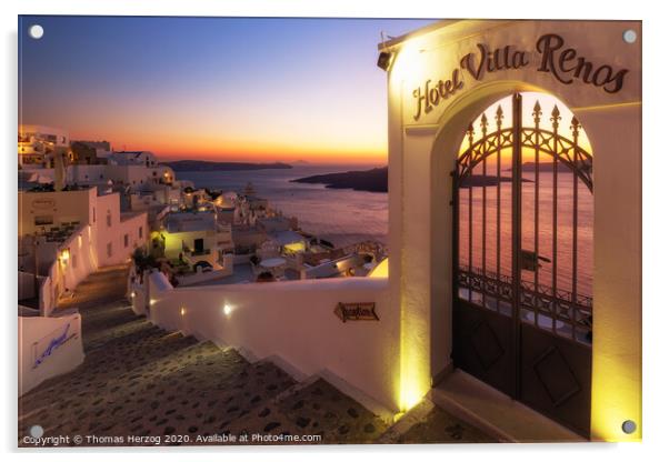 Blue hour Santorini Acrylic by Thomas Herzog