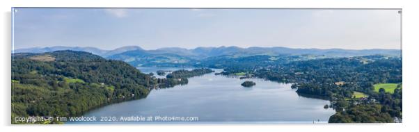Aerial Photograph of Lake Windemere, Cumbria  Acrylic by Tim Woolcock