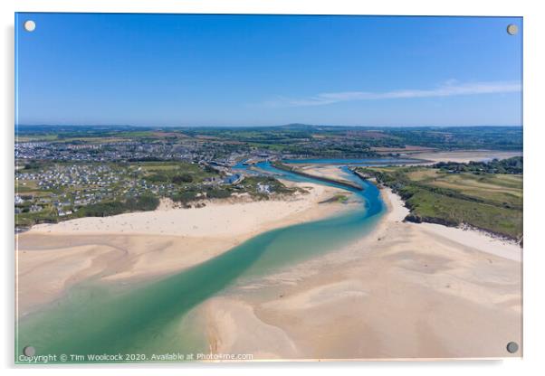 Aerial photograph of Hayle Beach towards Hayle, Cornwall, England Acrylic by Tim Woolcock
