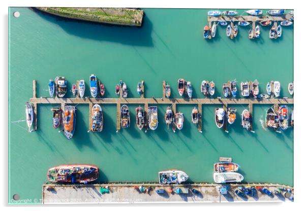Aerial photograph of Newlyn harbour, Penzance, Cornwall, England Acrylic by Tim Woolcock