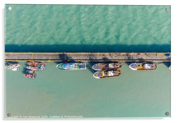 Aerial photograph of Newlyn harbour, Penzance, Cornwall, England Acrylic by Tim Woolcock