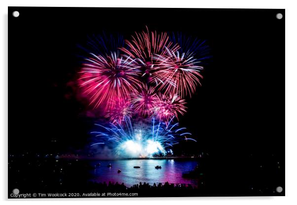 Plymouth National Firework Competition Acrylic by Tim Woolcock